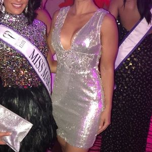 Silver Zara Sequins Dress Sz XS